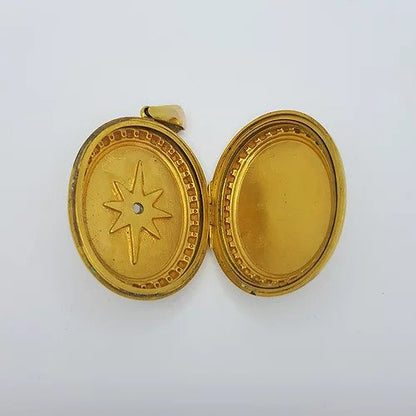 Antique 15ct Gold Locket Pendant with Old Cut Diamond