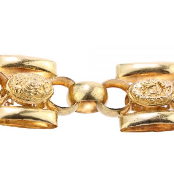 Antique Georgian 15ct Yellow Gold Fancy Link Chain Necklace