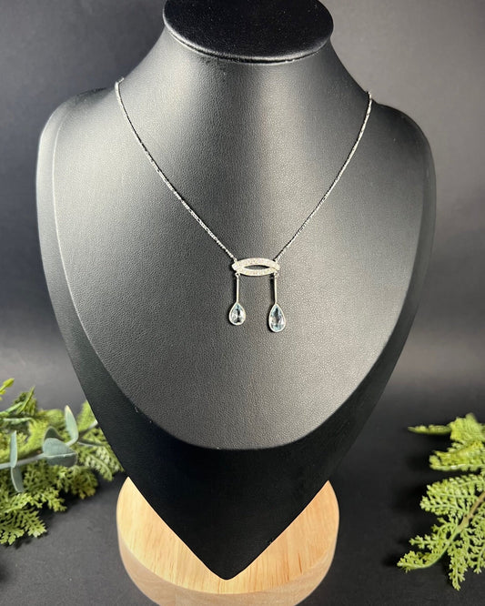 Antique Aquamarine Two Stone and Diamond Necklace