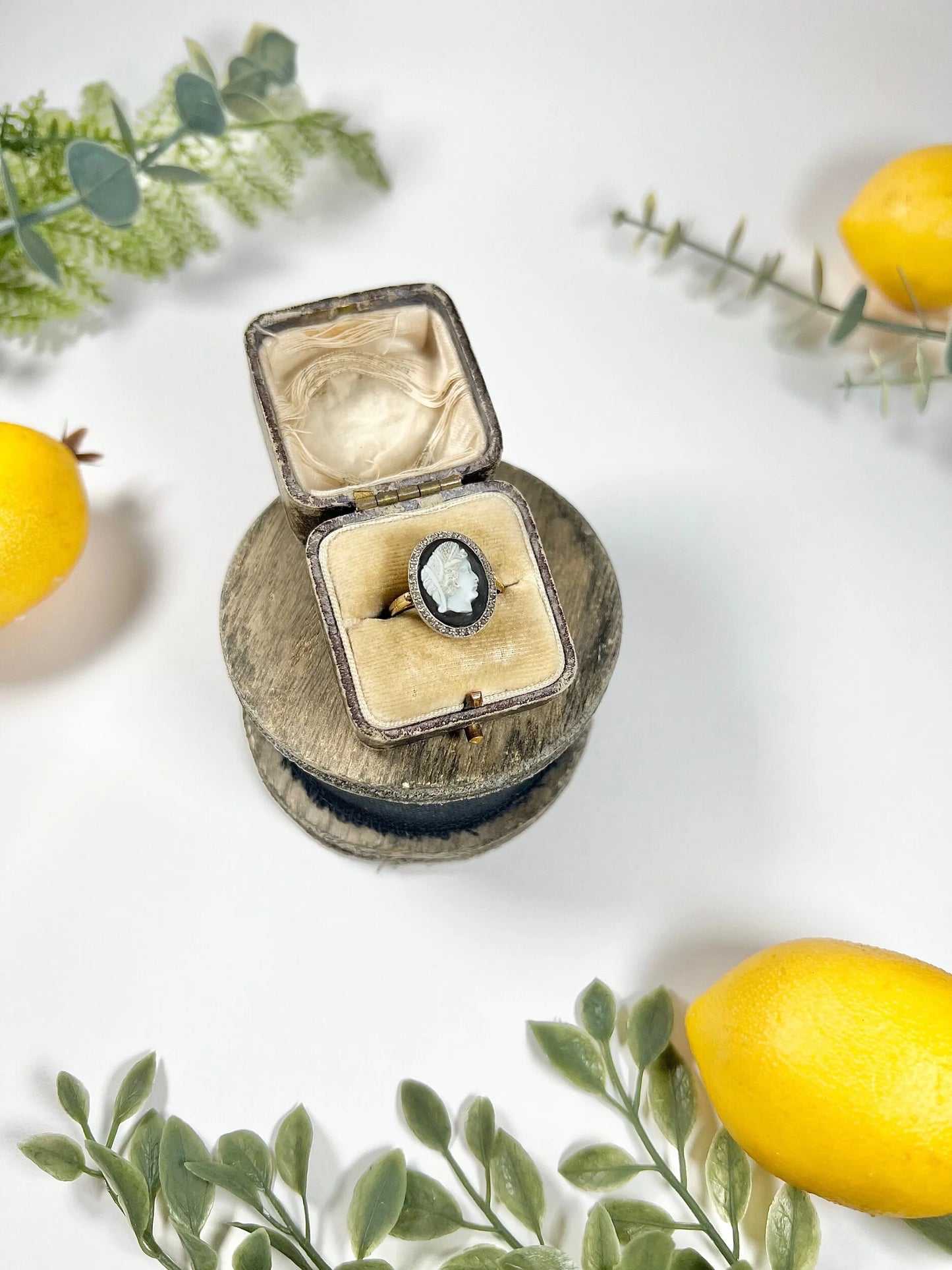 Victorian 18 Carat Gold Diamond and Hardstone Cameo Portrait Ring, Circa 1880