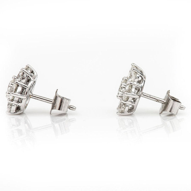 Diamond Daisy Flower Cluster Earrings, 2.65 carats