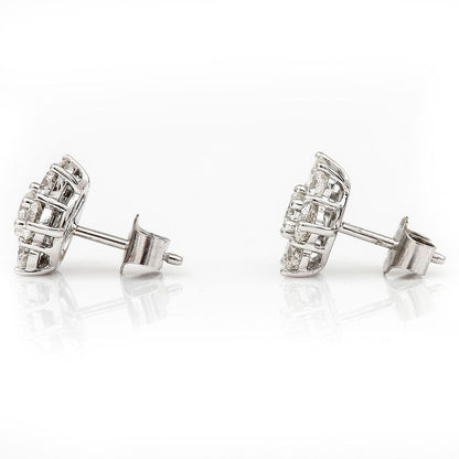 Diamond Daisy Flower Cluster Earrings, 2.65 carats