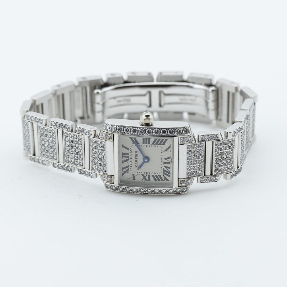 Cartier Tank Francaise 2365 White Gold Factory Diamonds Watch with Cartier service 2024