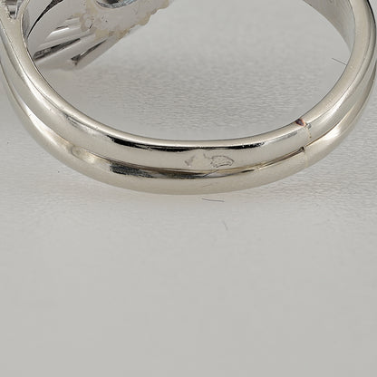 Vintage French 12cts Blue Topaz and Diamond Cluster Ring in Platinum and 18ct White Gold