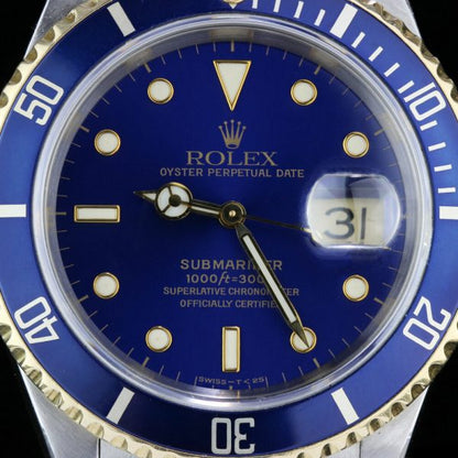 Vintage Rolex Submariner Date 16613 Steel and Gold Automatic Watch, Circa 1990s