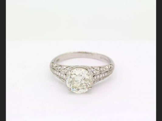 Art Deco Old Cut Diamond Solitaire Ring, 1.90 carats, set in Platinum
