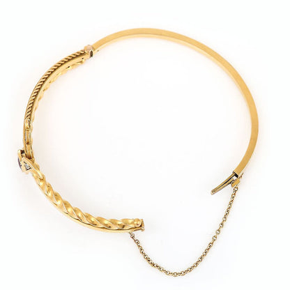 Antique Edwardian Ruby Diamond 15ct Gold Bangle Bracelet