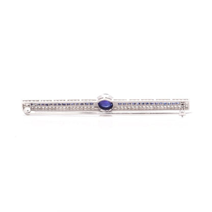 Art Deco Sapphire and Diamond Bar Brooch in Platinum