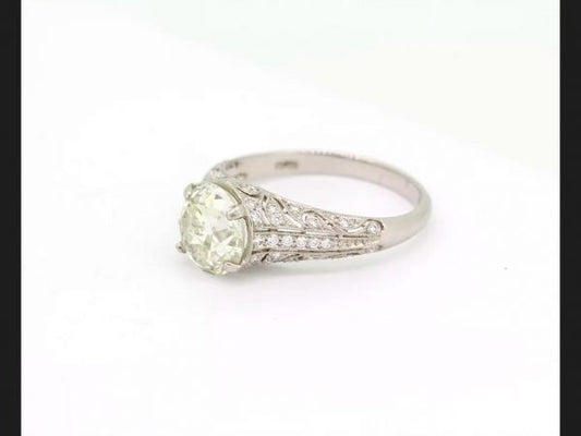 Art Deco Old Cut Diamond Solitaire Ring, 1.90 carats, set in Platinum