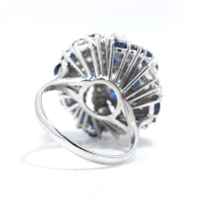 1.92ct Sapphire and 2.22ct Diamond Cluster Ring in 18ct White Gold