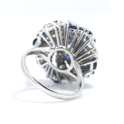 1.92ct Sapphire and 2.22ct Diamond Cluster Ring in 18ct White Gold