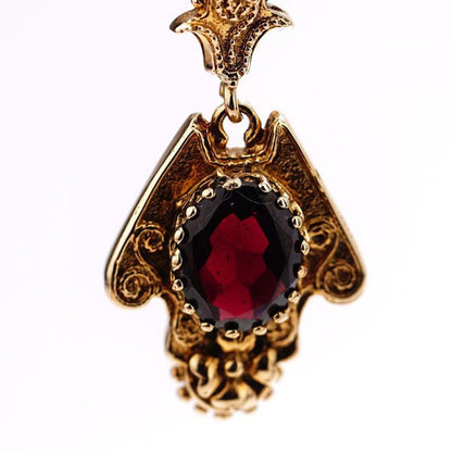 Vintage 3ct Garnet and Gold Drop Earrings
