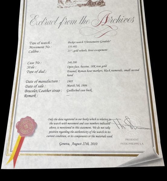 Patek Philippe Chronometro Gondolo 18ct Rose Gold Pocket Watch