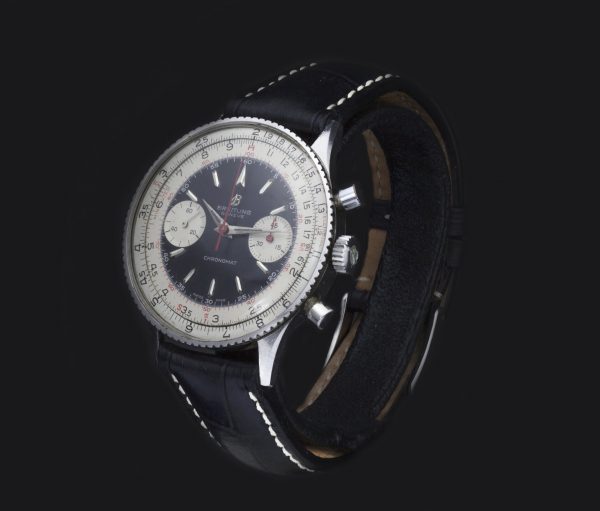 Vintage Breitling Chronomat 37mm Stainless Steel Chronograph, Ref 217012, silver dial with applied hour markers and steel hands, indicating hours, minutes, small seconds, chronograph seconds, and 45 minute counter, Venus 175 chronograph movement, Circa 1960s