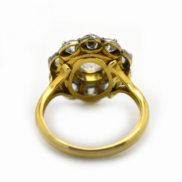 Antique Style 2.44ct Old Cut Diamond Cluster Ring with Certificate