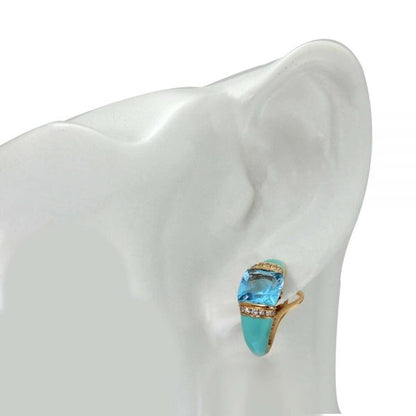 Italian Blue Enamel, Topaz and Diamond Earrings by Casato Gioielli