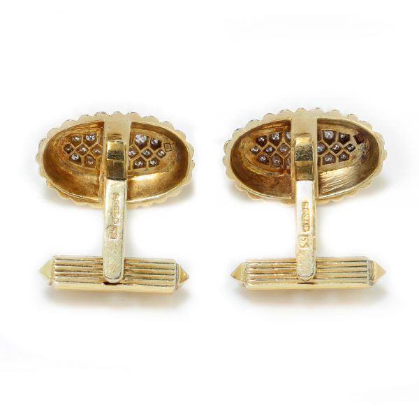 Cartier 18ct Yellow Gold Cufflinks with Diamonds, in Original Cartier Box