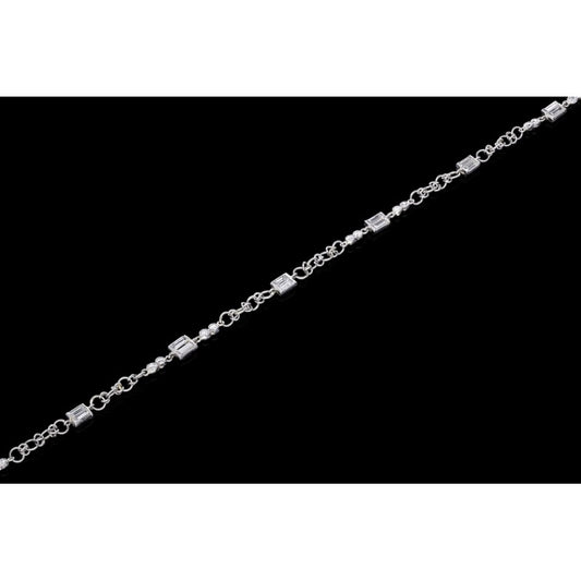 Late Art Deco Baguette Cut Diamond Set Platinum Chain Necklace