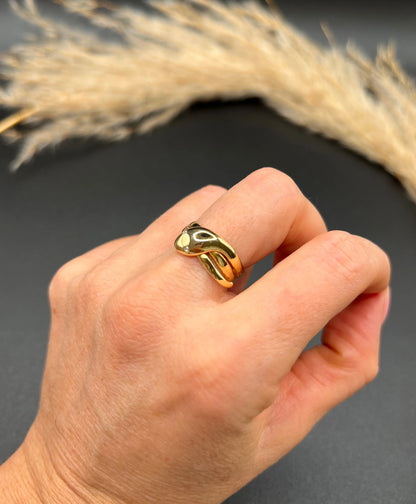 Edwardian 18 Carat Yellow Gold Diamond Snake Ring, Hallmarked Chester 1903
