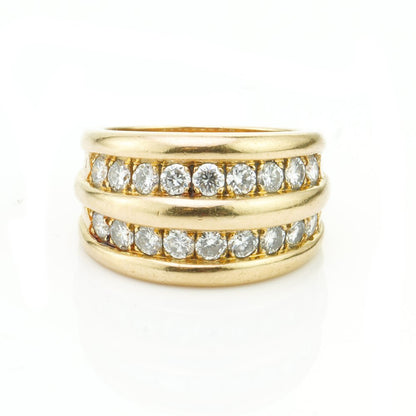 Vintage Van Cleef and Arpels 18ct Gold Two Row Diamond Band Ring; 18ct yellow gold ring set with two rows of of brilliant-cut diamonds totalling 0.63 carats, Circa 1980s