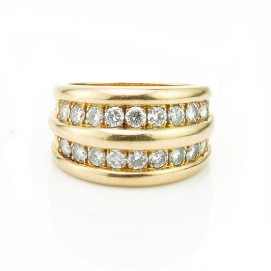 Vintage Van Cleef and Arpels 18ct Gold Two Row Diamond Band Ring; 18ct yellow gold ring set with two rows of of brilliant-cut diamonds totalling 0.63 carats, Circa 1980s