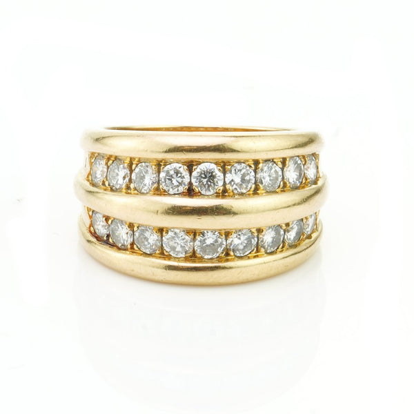 Vintage Van Cleef and Arpels 18ct Gold Two Row Diamond Band Ring; 18ct yellow gold ring set with two rows of of brilliant-cut diamonds totalling 0.63 carats, Circa 1980s