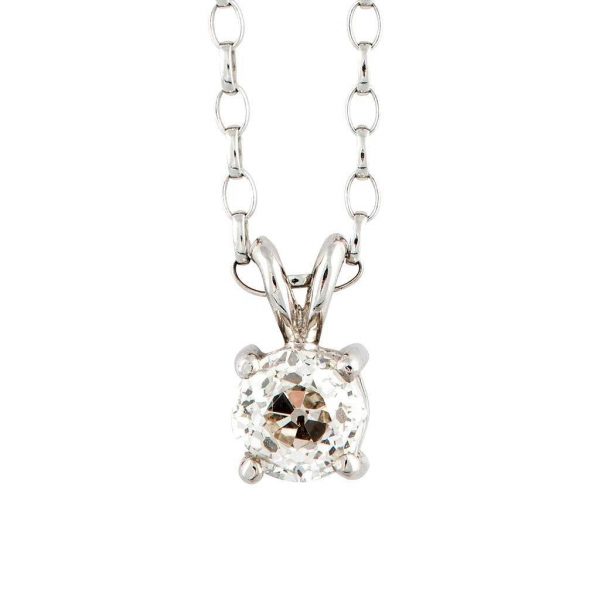 Vintage Old Cut Diamond Solitaire Pendant, 1.15 carats, 18ct White Gold