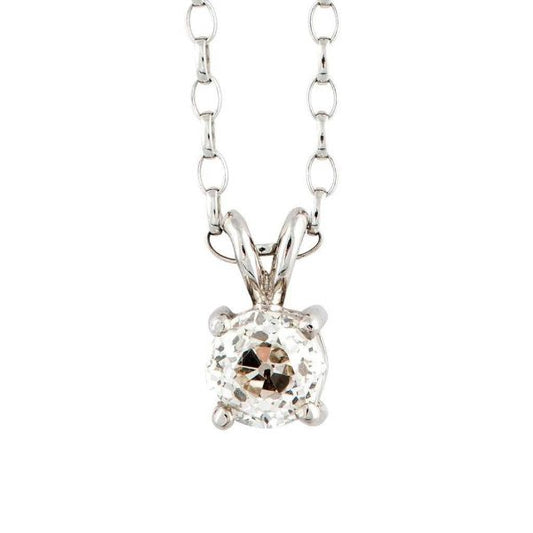 Vintage Old Cut Diamond Solitaire Pendant, 1.15 carats, 18ct White Gold