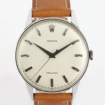 Rolex Precision Rare Vintage 9022 Men's Watch; 35mm stainless steel case, vintage white dial, seconds hand, acrylic crystal, manual wind, Circa 1940s-1950s