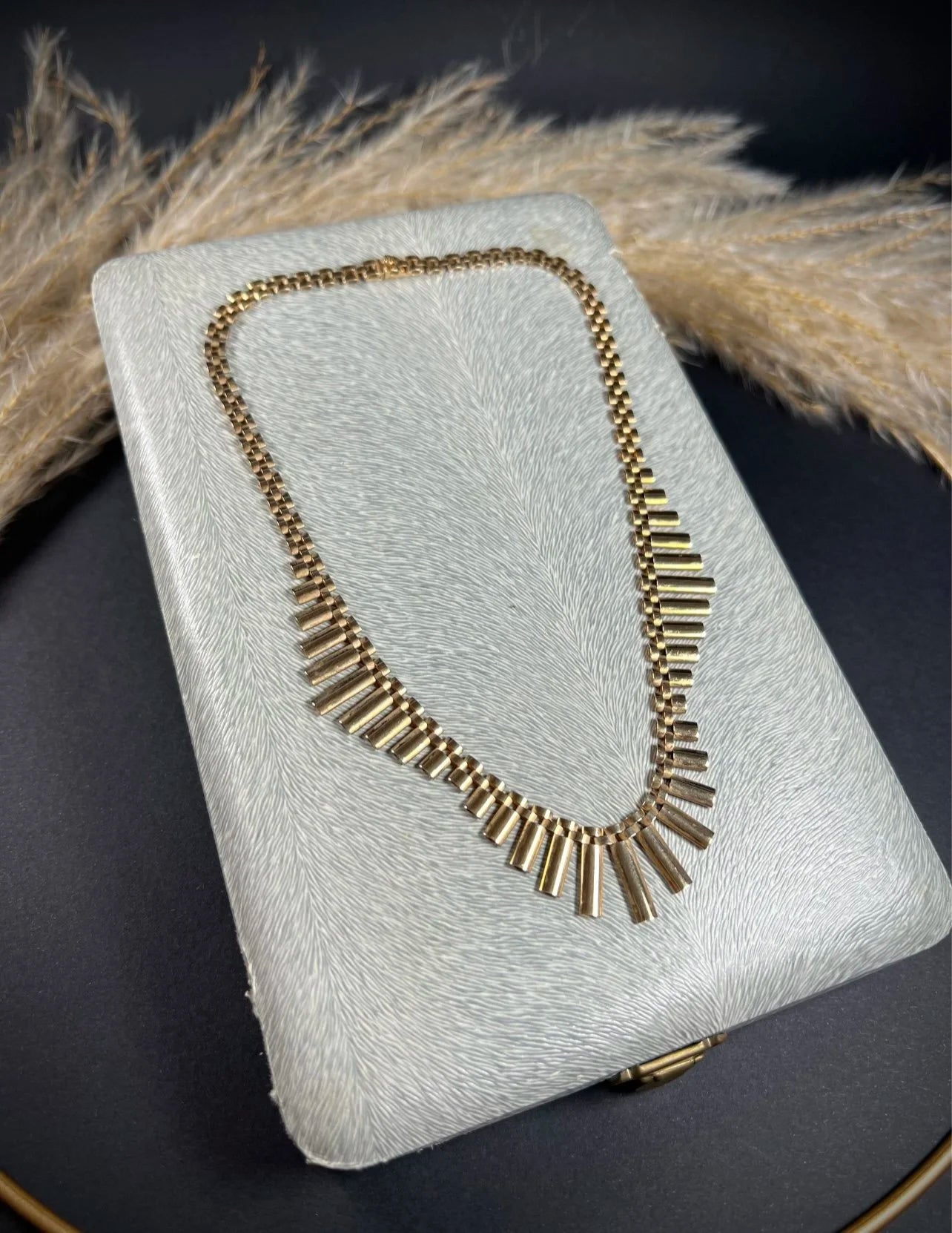 Vintage 9 Carat Yellow Gold 1940's Cleopatra Necklace in Original Fitted Box