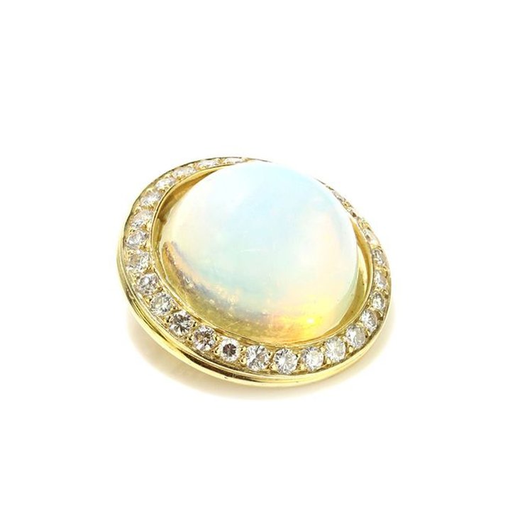 Jack Friedman Vintage 1970s Moonstone and Diamond Cluster Pendant