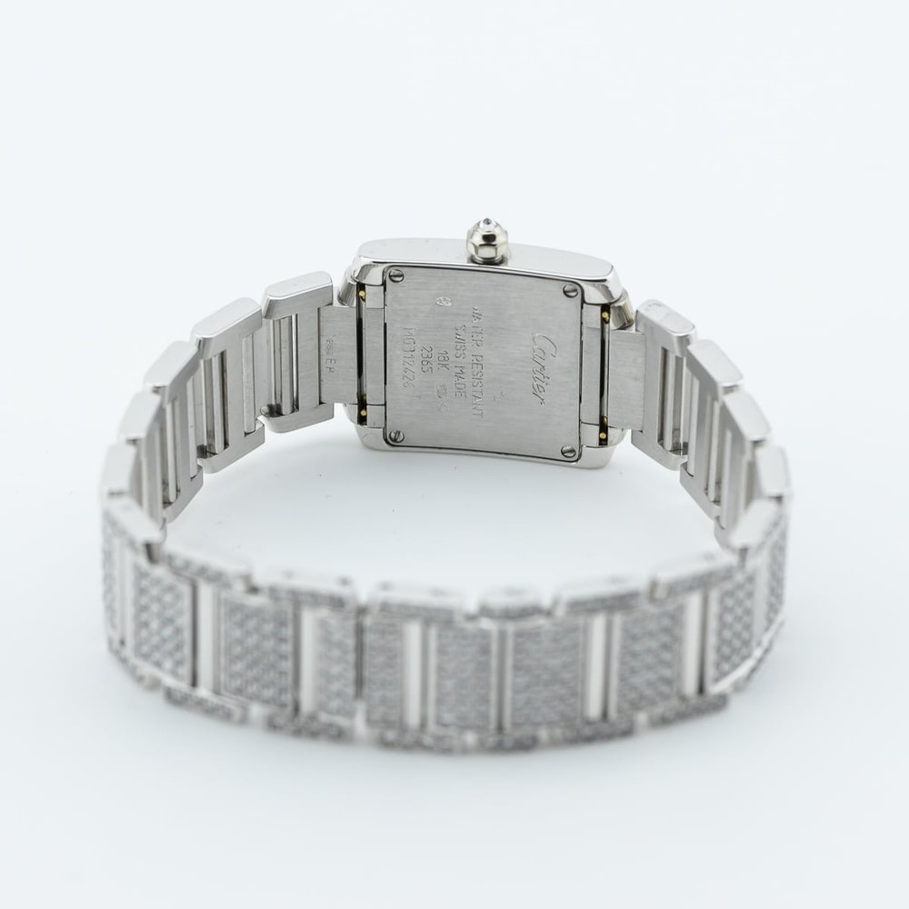 Cartier Tank Francaise 2365 White Gold Factory Diamonds Watch with Cartier service 2024