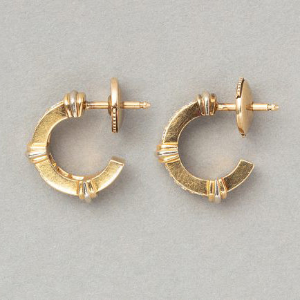 Vintage Cartier Diamond Set 18ct Yellow Gold Hoop Earrings