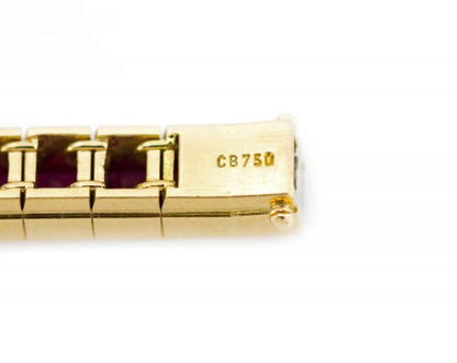 Vintage Princess Cut Natural Burmese Ruby Tennis Bracelet, 8.00 carats, in 18ct Yellow Gold, Circa 1950-1970's