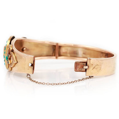 Antique Victorian 15ct Gold Turquoise Enamel Star Buckle Bangle Bracelet
