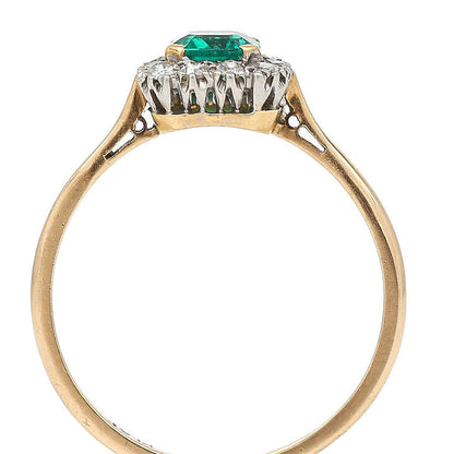 Vintage Emerald and Diamond Cluster Ring Circa 1950