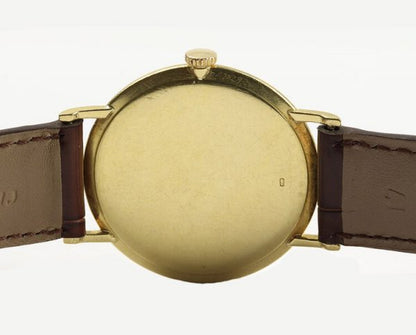 Vacheron Constantin Vintage Gents Thin 18ct Yellow Gold Manual 1960s Watch, on a brown leather strap