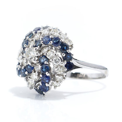 2.22ct Diamond and 1.92ct Sapphire Cluster Ring in 18ct White Gold