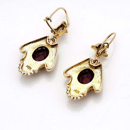 Vintage 3ct Garnet and Gold Drop Earrings
