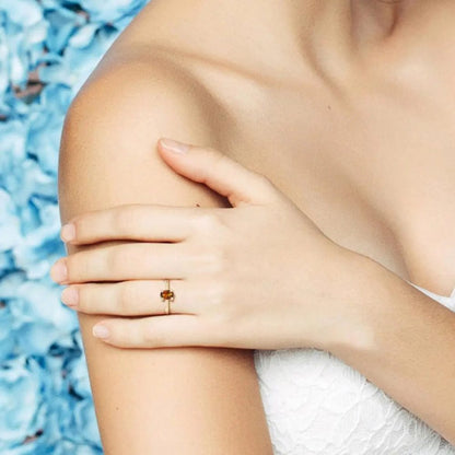 0.80ct Oval Yellow Tourmaline Solitaire Engagement Ring