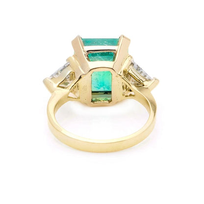 GIA Certified 6.15ct Natural Colombian Emerald and Trilliant Diamond Ring