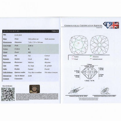 Antique Style 2.44ct Old Cut Diamond Cluster Ring with Certificate