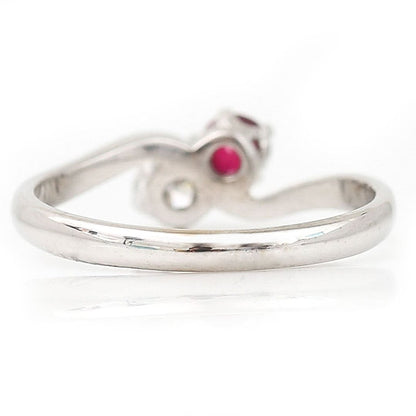 18ct White Gold, Ruby and Diamond Toi et Moi Ring