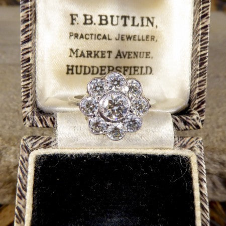 Contemporary Diamond Daisy Cluster Ring in Platinum, 1.70 carat total