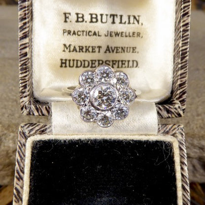 Contemporary Diamond Daisy Cluster Ring in Platinum, 1.70 carat total