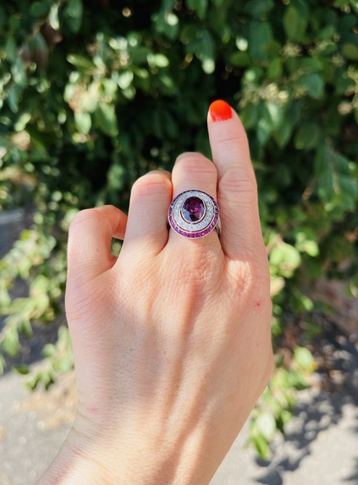 3.20ct Ruby and Diamond Double Cluster Dress Ring