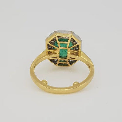 Natural Colombian Emerald and Diamond Cluster Ring, 2.50 carats