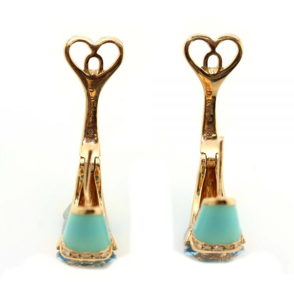 Italian Blue Enamel, Topaz and Diamond Earrings by Casato Gioielli