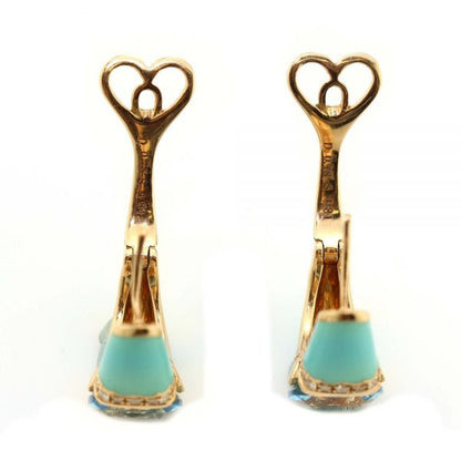 Italian Blue Enamel, Topaz and Diamond Earrings by Casato Gioielli