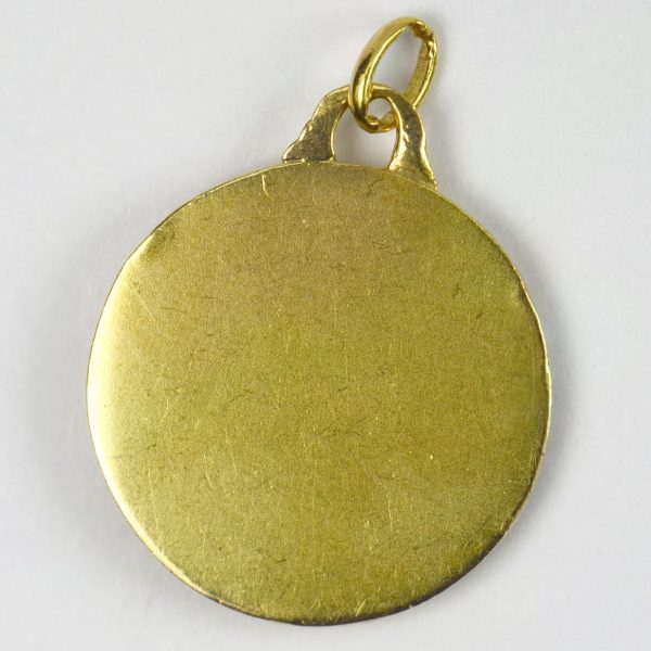 French Cherub 18ct Yellow Gold Charm Pendant; designed as a medal depicting a cherub’s head, Signed P. Turin